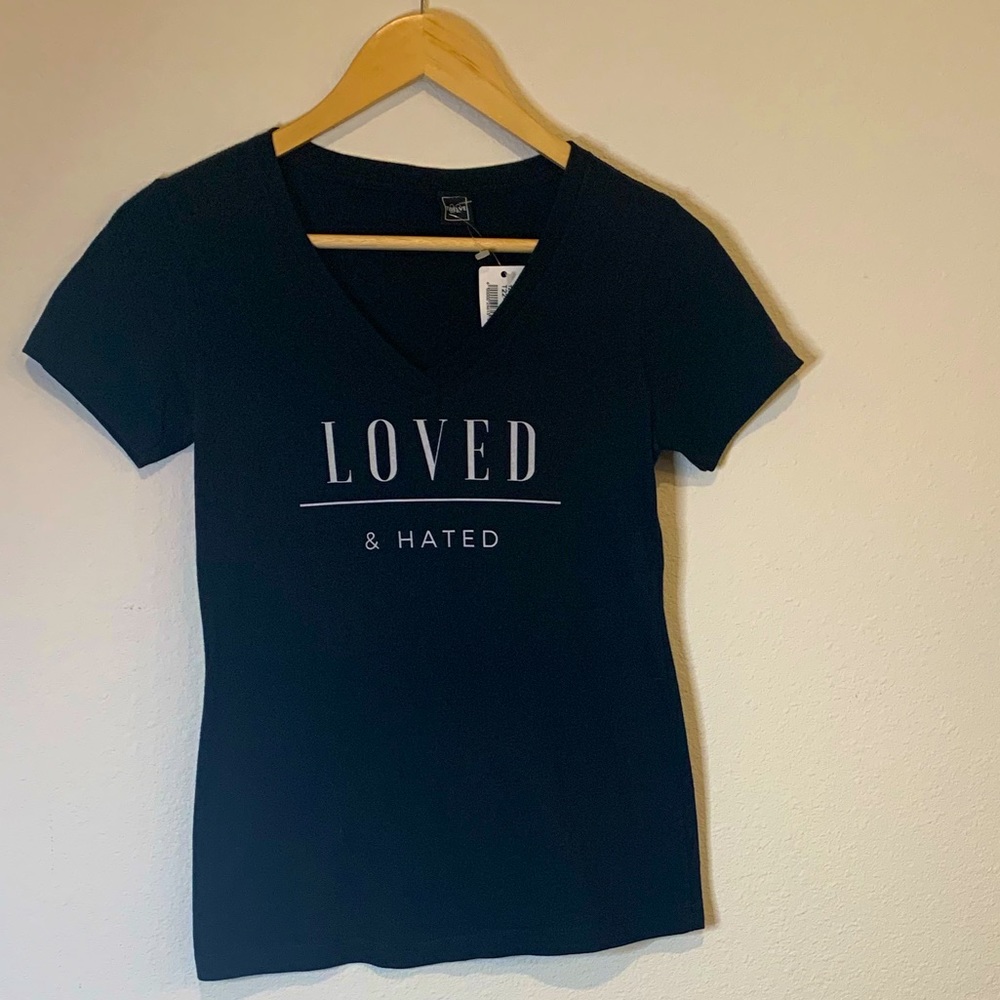 NWT “Loved and Hated” black t-shirt.